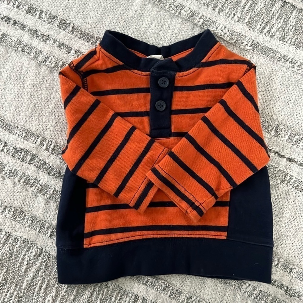 Crazy 8 Orange and Blue Striped Knit Long Sleeve Sweater - 3-6 Months